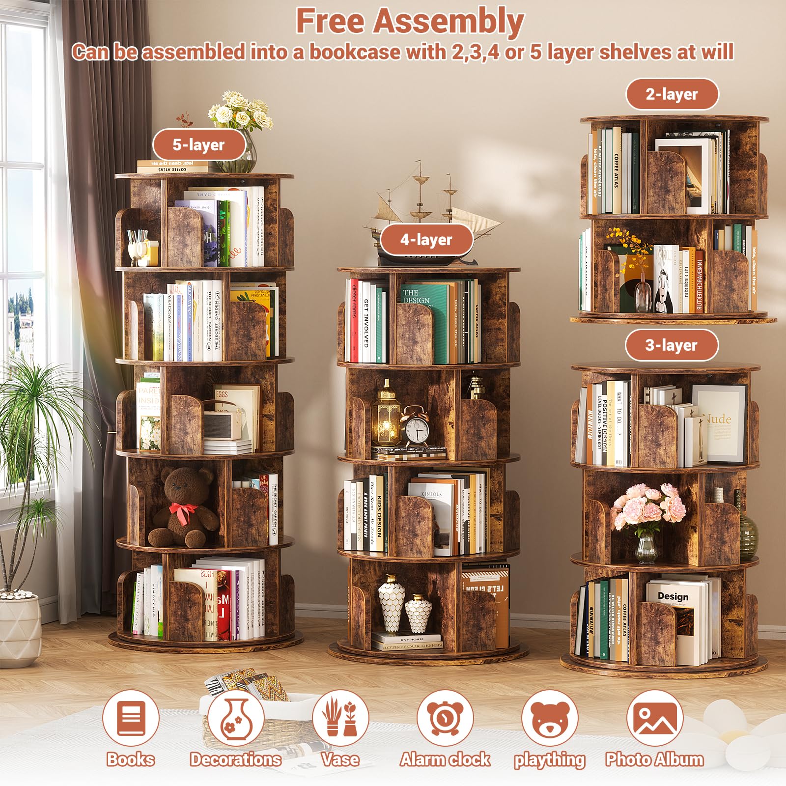 チェスト・キャビネット Antique Book open Shelf Caster Amazon.com: Besiost Rotating Bookshelf Tower, 5 Tier Spinning
